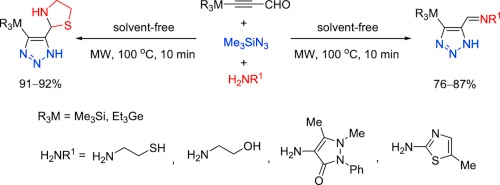 Microwave assisted solvent- and catalyst-free three-component synthesis of NH-1,2,3-triazoloimines