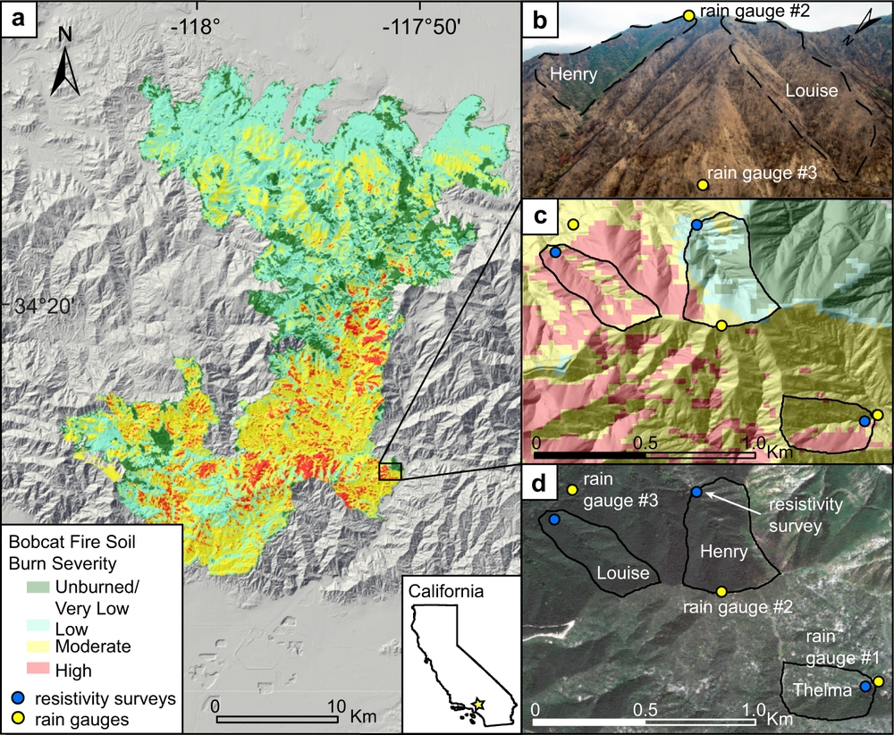 Importance of subsurface water for hydrological response during storms in a post-wildfire bedrock landscape