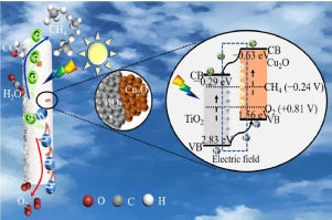 Facilely anchoring Cu<sub>2</sub>O nanoparticles on mesoporous TiO<sub>2</sub> nanorods for enhanced photocatalytic CO<sub>2</sub> reduction through efficient charge transfer